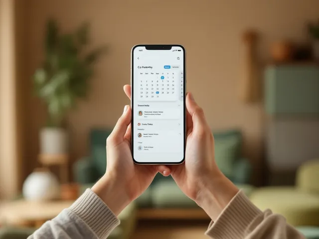 Zwei Hände halten ein Smartphone mit der hetito-App, im Hintergrund ein neutraler, warmer Raum.